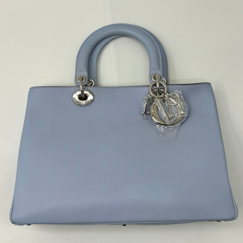 CHRISTIAN DIOR Smooth Calfskin Medium Diorissimo Tote Lavender Jaune Fluo