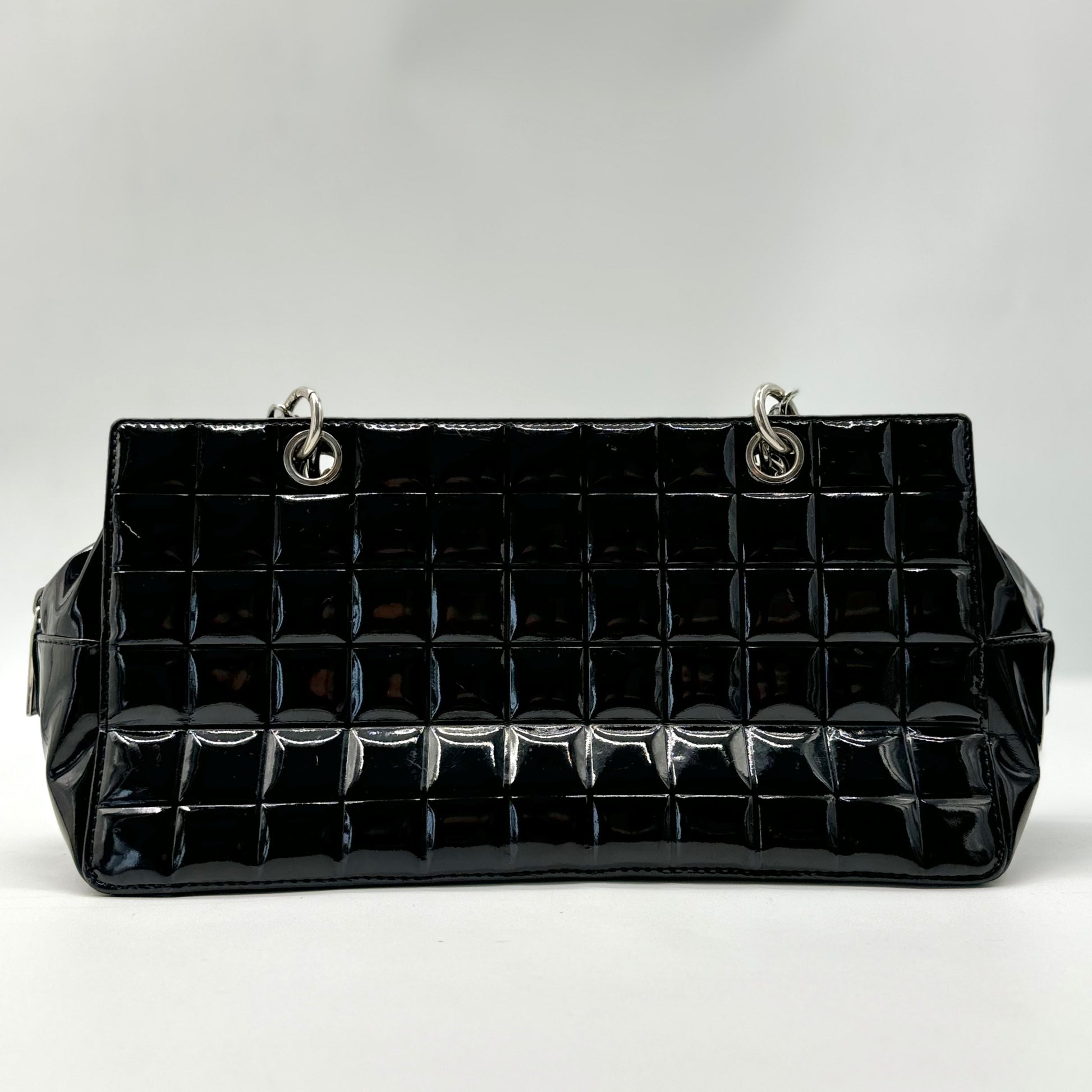Chanel Chocolate Bar CC Zip Tote Quilted Patent Medium