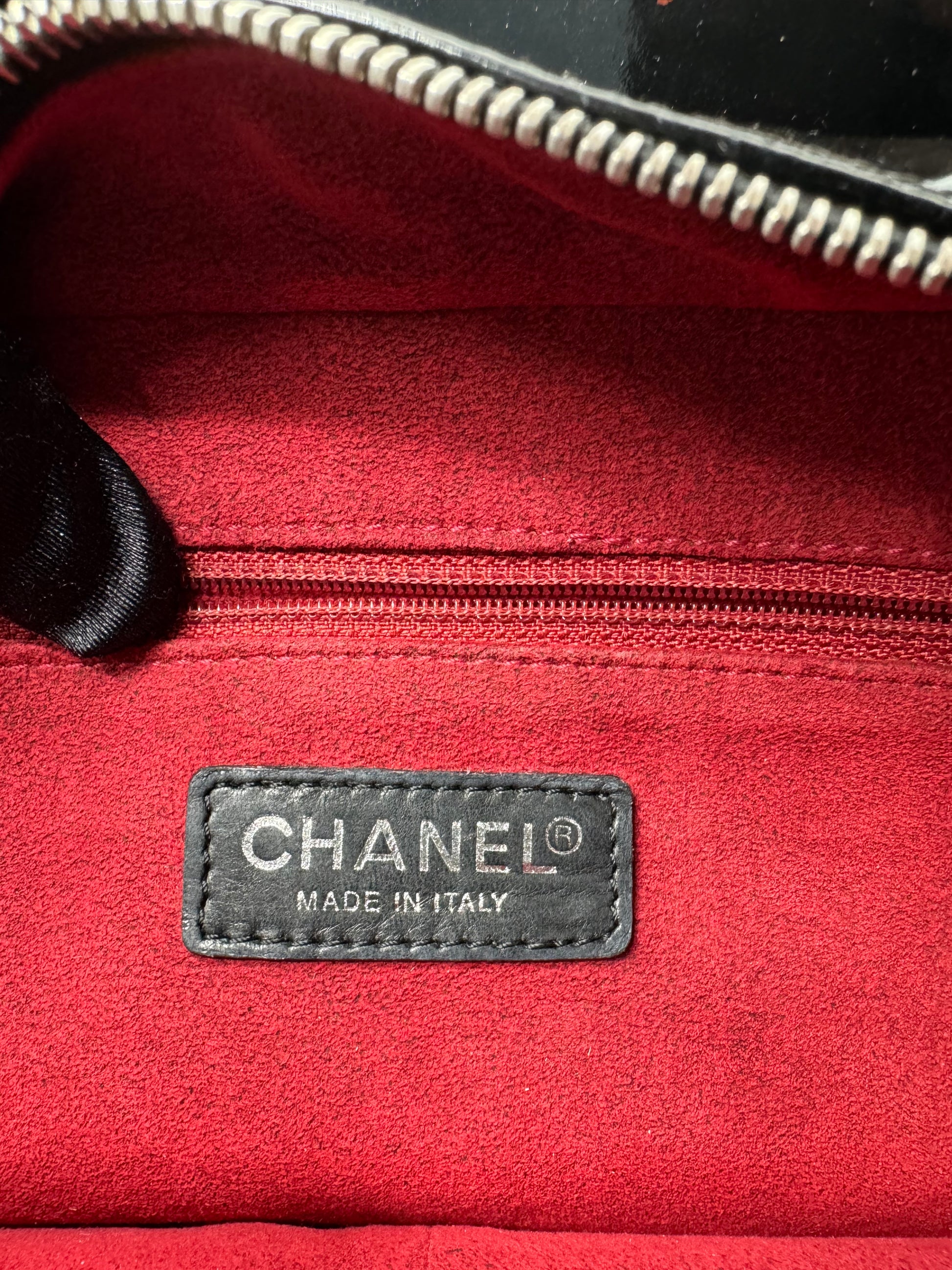 Chanel Chocolate Bar CC Zip Tote Quilted Patent Medium