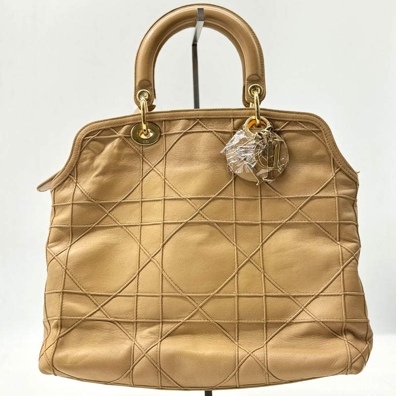 Christian Dior Granville Satchel Cannage Quilt Leather Medium