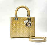 Metallic Patent Cannage Medium Lady Dior Yellow