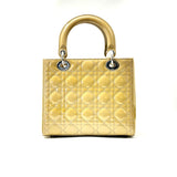 Metallic Patent Cannage Medium Lady Dior Yellow