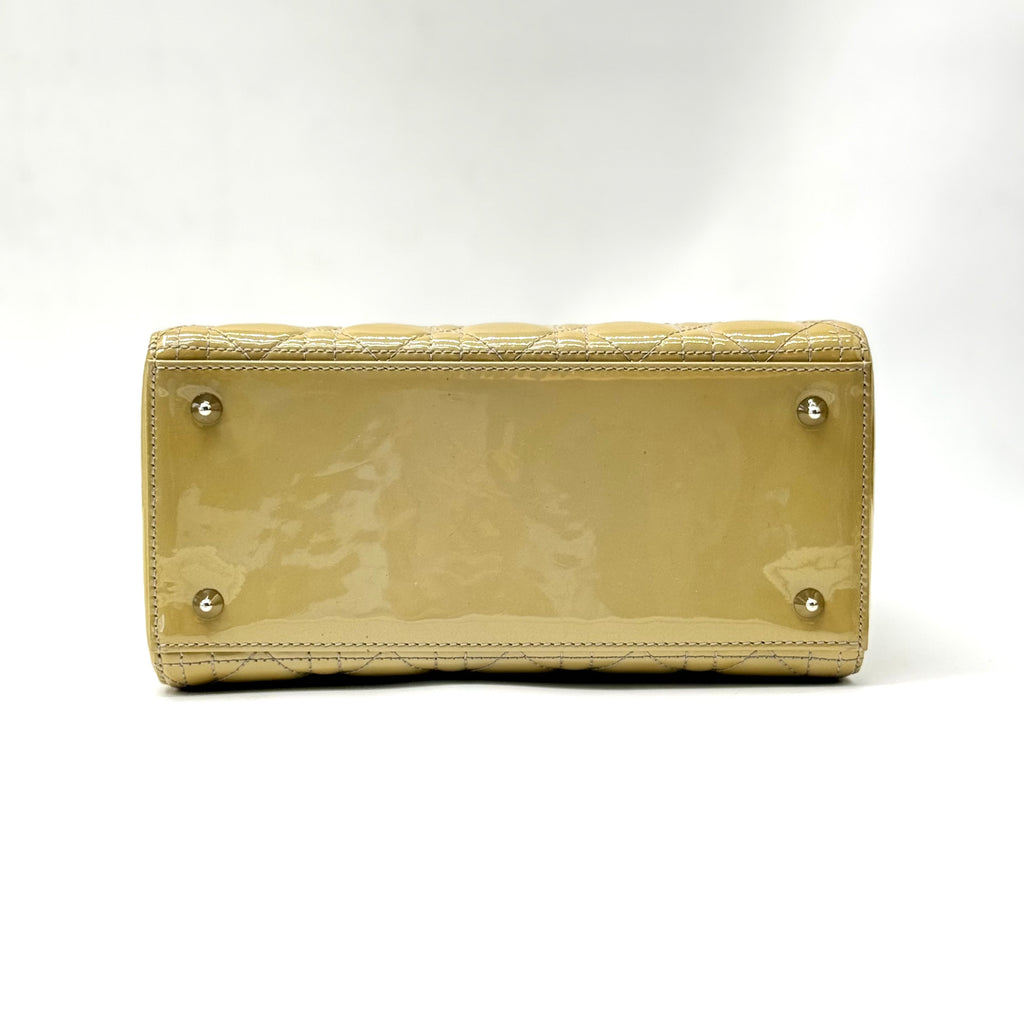 Metallic Patent Cannage Medium Lady Dior Yellow