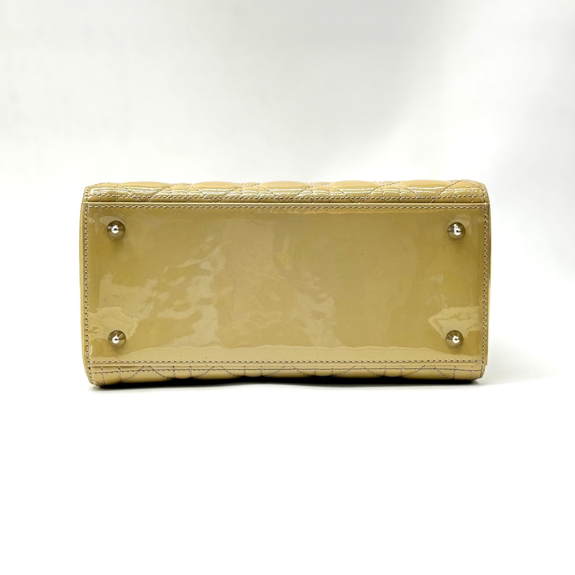 Metallic Patent Cannage Medium Lady Dior Yellow