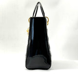 CHRISTIAN DIOR  Patent Cannage Medium Lady Dior Black