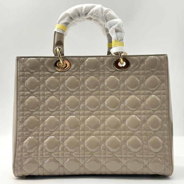 Christian Dior Vintage Lady Dior Bag Cannage Quilt Patent Large