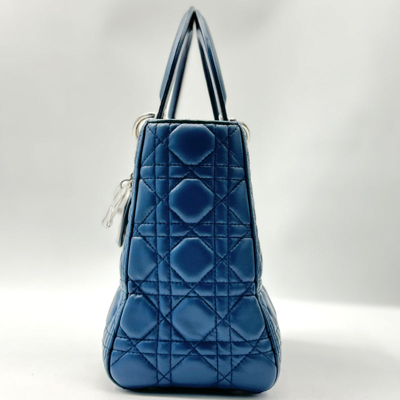 CHRISTIAN DIOR  Lambskin Cannage Medium Lady Dior Blue Pastel