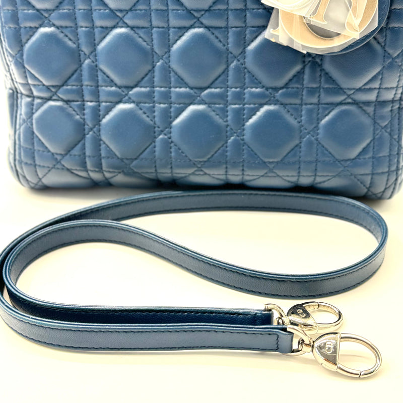 CHRISTIAN DIOR  Lambskin Cannage Medium Lady Dior Blue Pastel