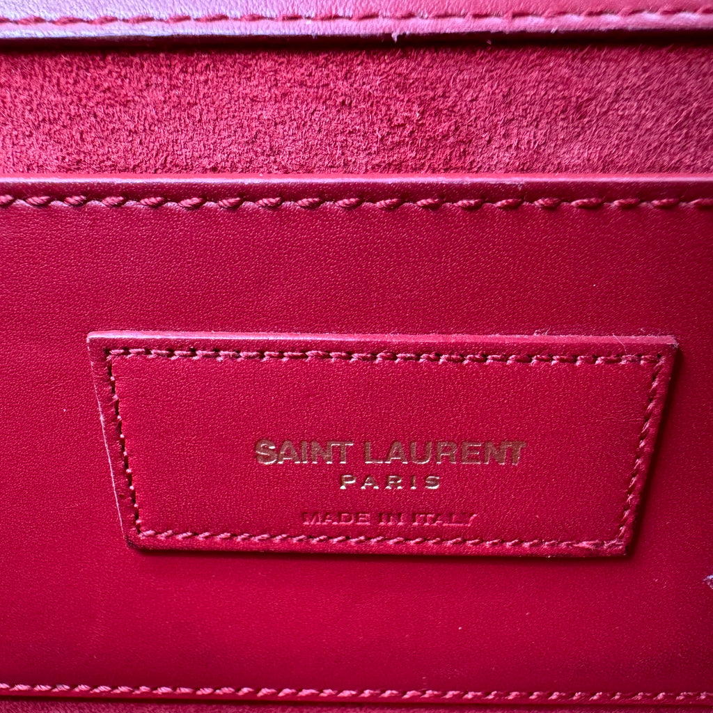 SAINT LAURENT  Smooth Calfskin Medium Classic Monogram Kate Tassel Satchel New Lipstick