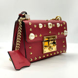 Gucci Pearly Padlock Shoulder Bag Studded Leather Small