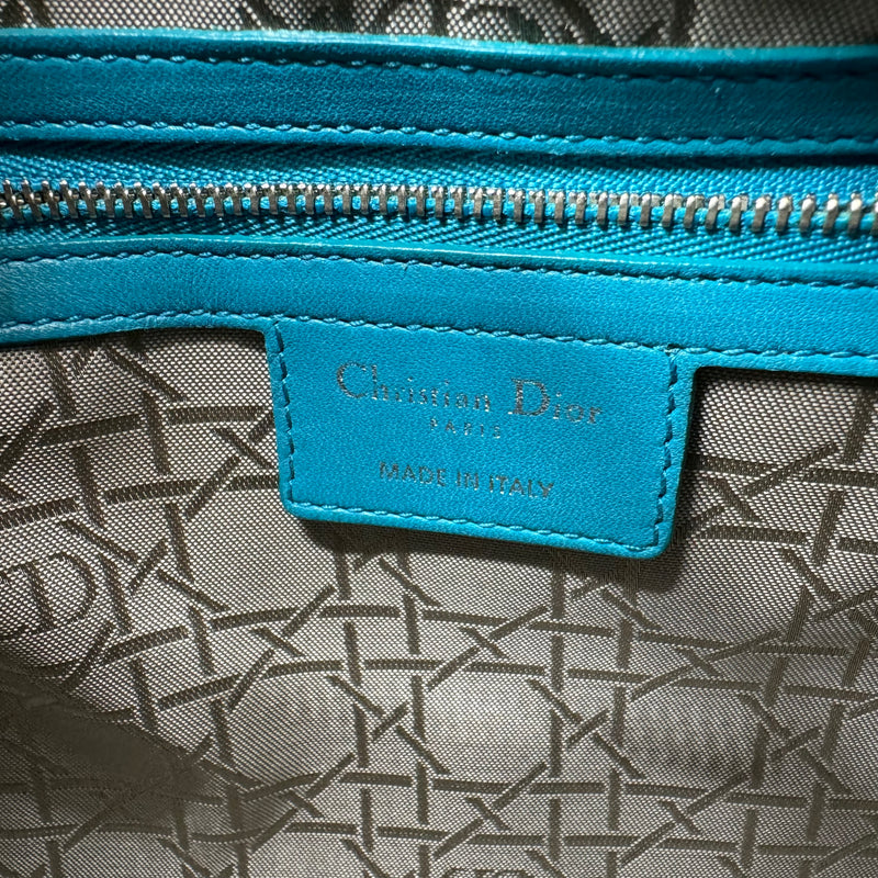 CHRISTIAN DIOR  Lambskin Cannage Mini Lady Dior Turquoise