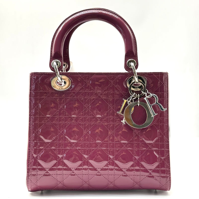 Christian Dior Lady Dior Bag Cannage Quilt Patent Medium