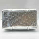 CHRISTIAN DIOR Silver Leather Logo Small Boston Bag