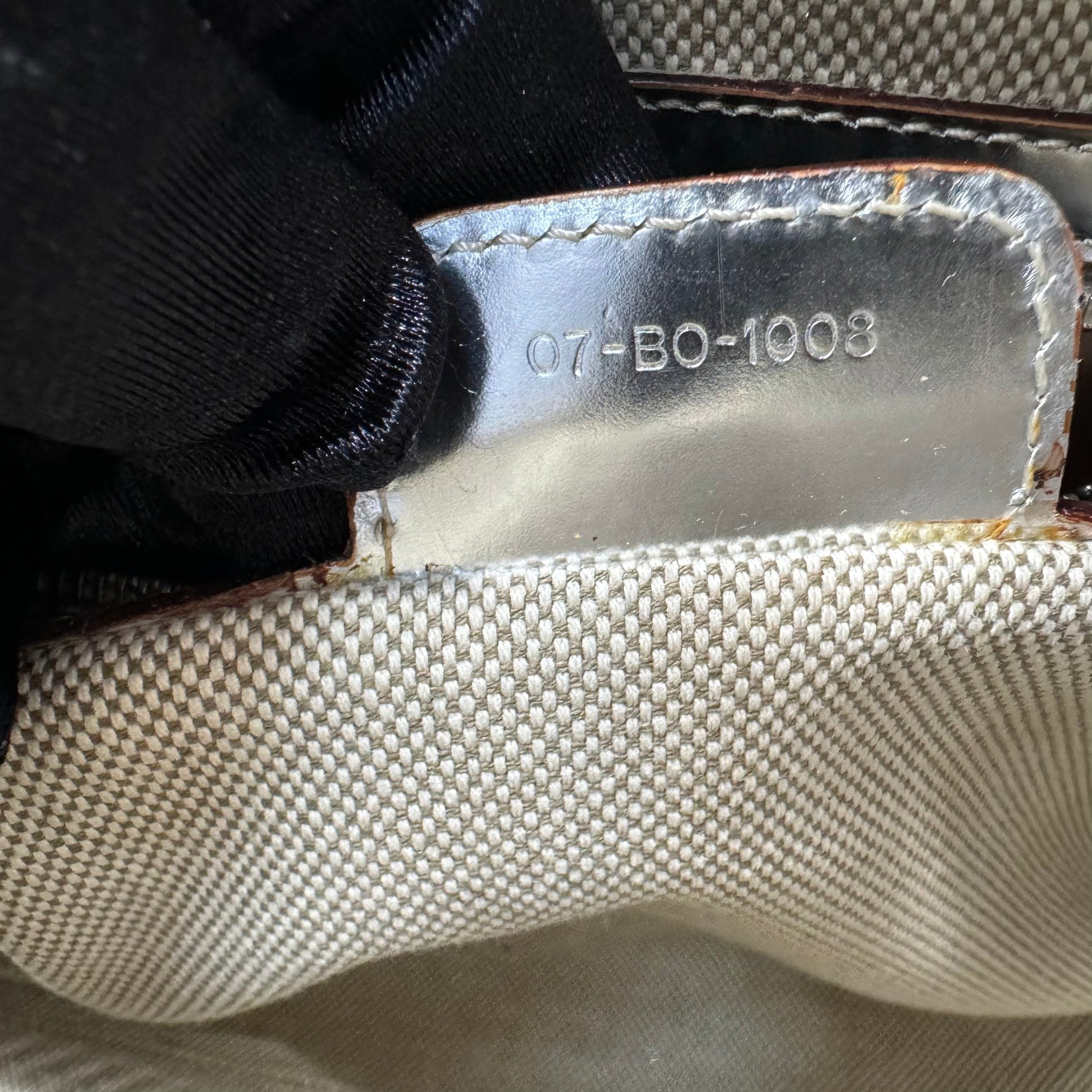 CHRISTIAN DIOR Silver Leather Logo Small Boston Bag