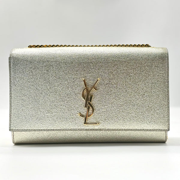 Saint Laurent  Metallic Calfskin Kate Monogram Tassel Chain Wallet Gold