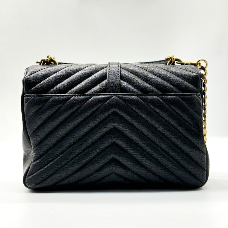 Saint Laurent Classic Monogram College Bag Matelasse Chevron Leather Large