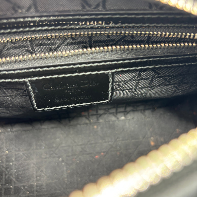 Lady Dior Bag Cannage Quilt Patent Medium Black