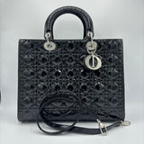 Lady Dior Bag Cannage Quilt Patent Large