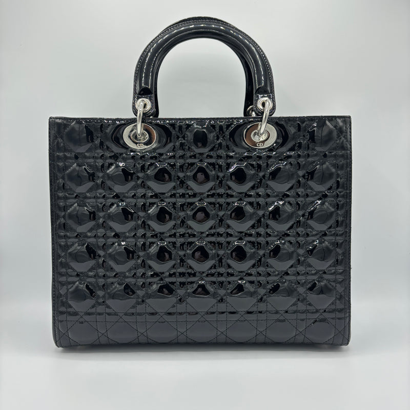 Lady Dior Bag Cannage Quilt Patent Large