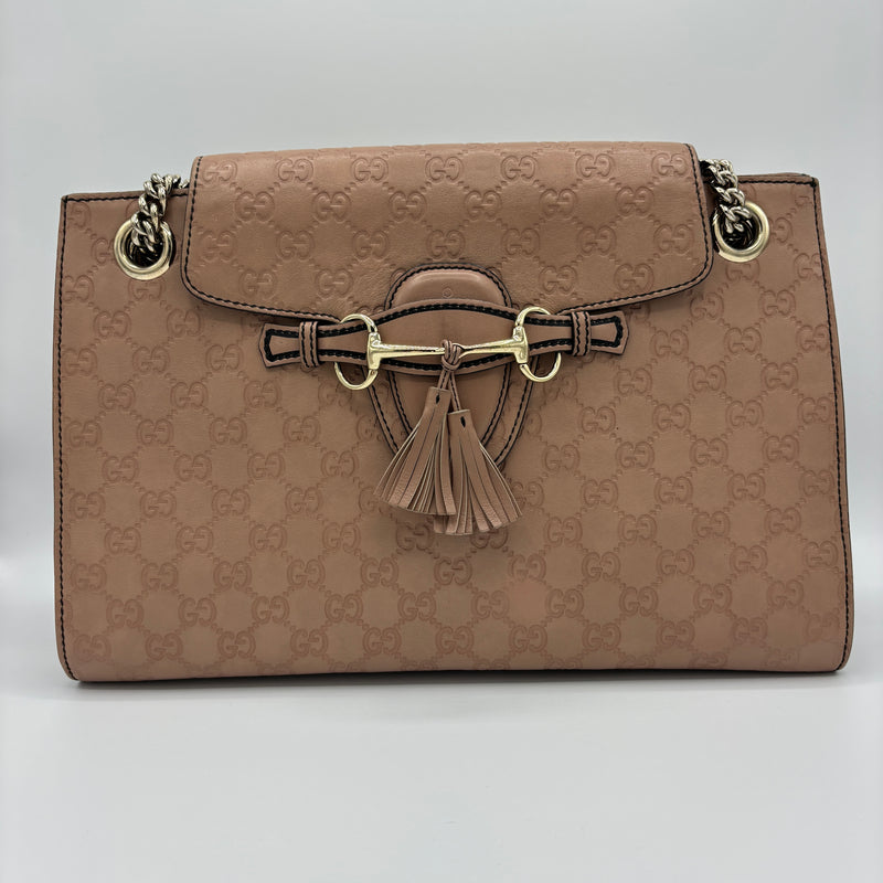 Emily Chain Flap Shoulder Bag Guccissima Leather Large