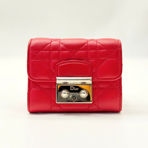 DIOR Dior Red Cannage Leather Miss Dior Compact Wallet