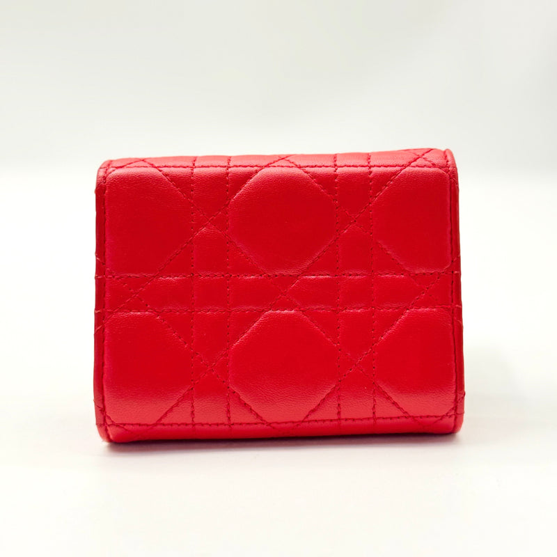 DIOR Dior Red Cannage Leather Miss Dior Compact Wallet