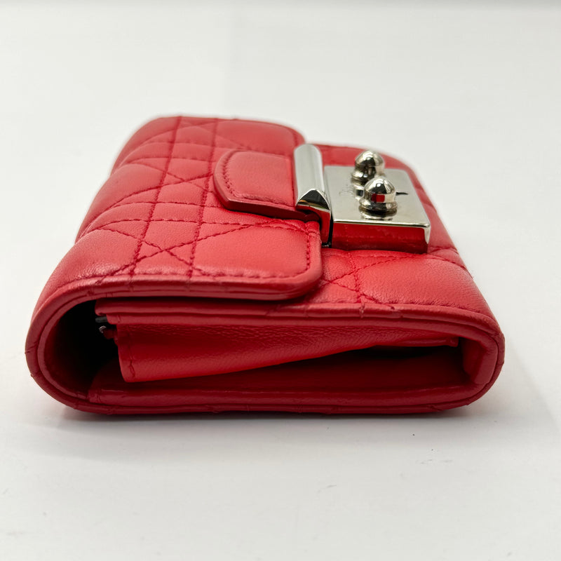 DIOR Dior Red Cannage Leather Miss Dior Compact Wallet