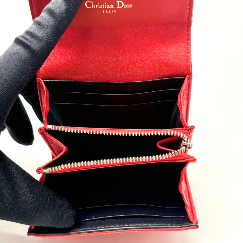 DIOR Dior Red Cannage Leather Miss Dior Compact Wallet