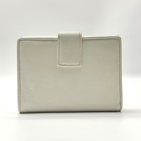 Vintage Christian Dior White Leather Compact Snap Wallet Floating