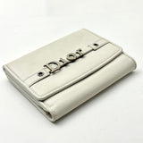 Vintage Christian Dior White Leather Compact Snap Wallet Floating