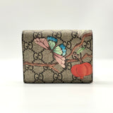 GUCCI  GG Supreme Monogram Tian Card Case Beige Multicolor