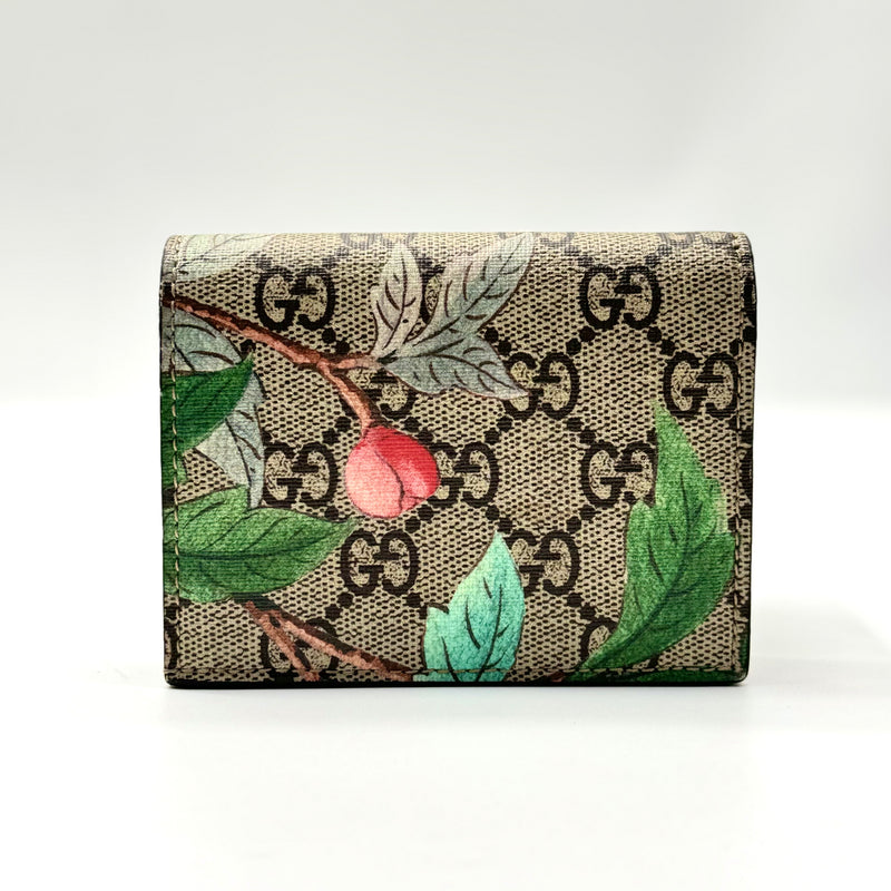 GUCCI  GG Supreme Monogram Tian Card Case Beige Multicolor