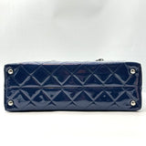 CHANEL Accordion Shopping Tote Navy Blue Patent