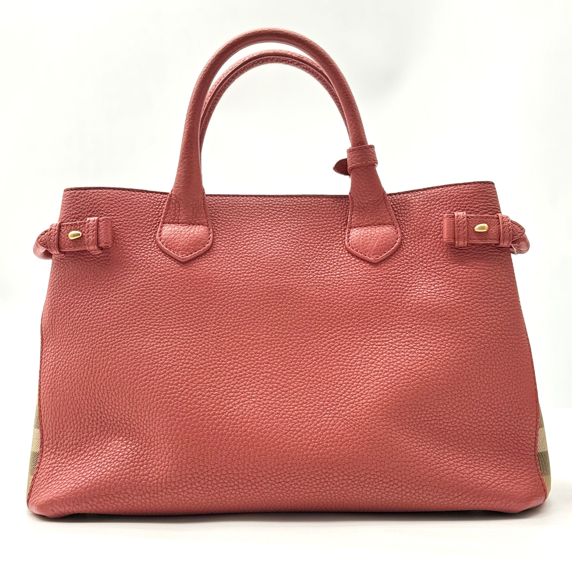 Burberry Banner Tote Leather and House Check Canvas Medium