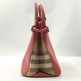 Burberry Banner Tote Leather and House Check Canvas Medium