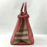 Burberry Banner Tote Leather and House Check Canvas Medium