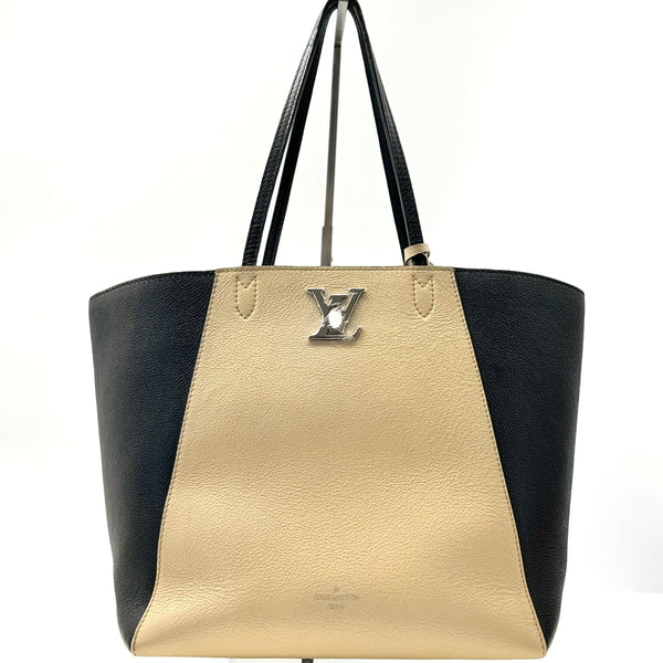 LOUIS VUITTON  Calfskin Lockme Go Tote Black Vanilla