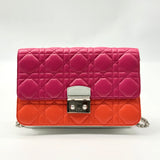 CHRISTIAN DIOR  Lambskin Cannage Miss Dior Promenade Pouch Pink Red