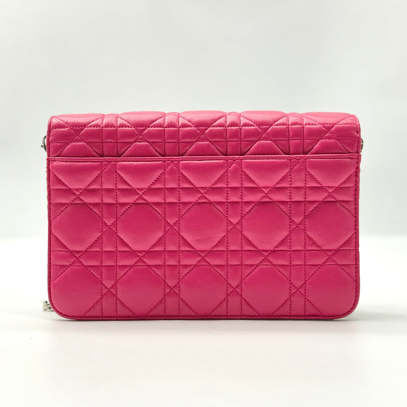 CHRISTIAN DIOR  Lambskin Cannage Miss Dior Promenade Pouch Pink Red