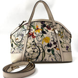 Gucci Nice Top Handle Bag Floral Canvas with Leather Medium