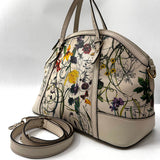 Gucci Nice Top Handle Bag Floral Canvas with Leather Medium