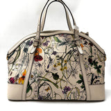 Gucci Nice Top Handle Bag Floral Canvas with Leather Medium