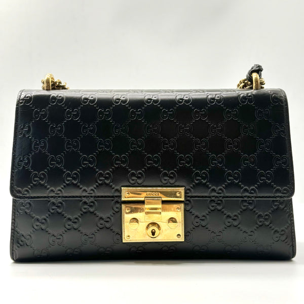 Gucci Guccissima Medium Padlock Shoulder Bag Black