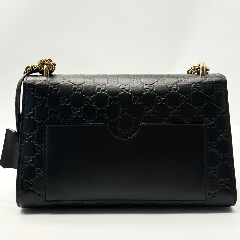 Gucci Guccissima Medium Padlock Shoulder Bag Black