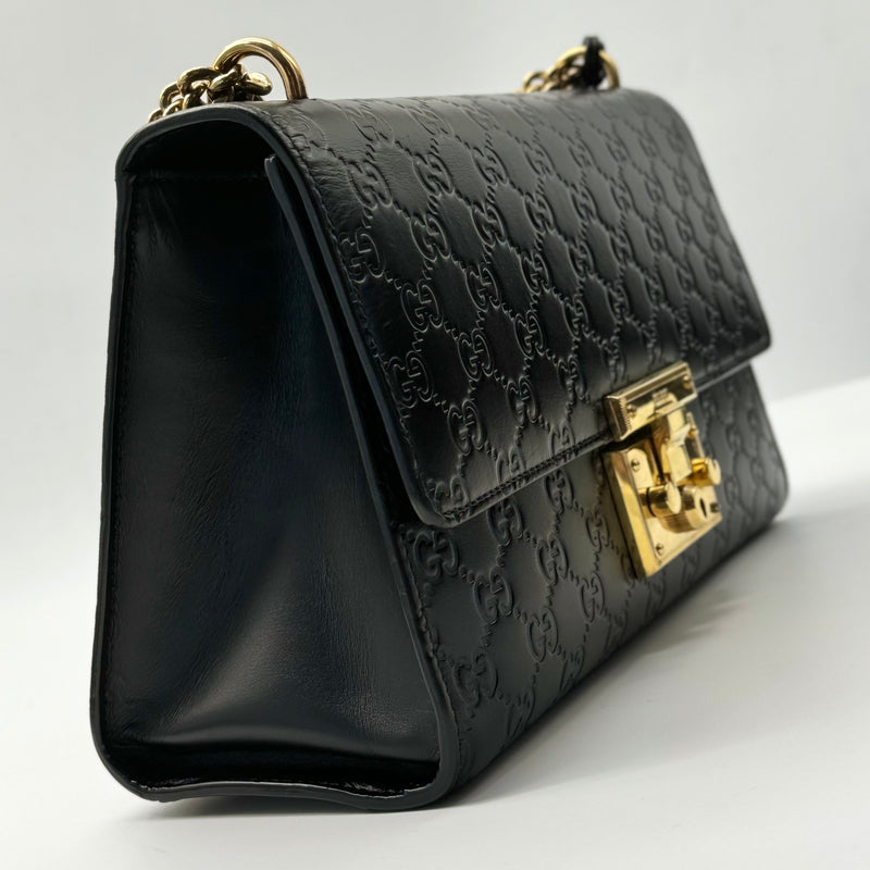 Gucci Guccissima Medium Padlock Shoulder Bag Black