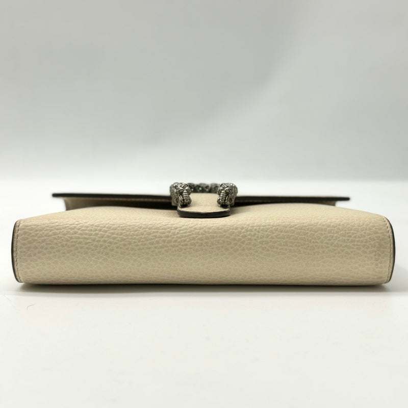 Dollar Calfskin Mini Dionysus Chain Wallet Mystic White