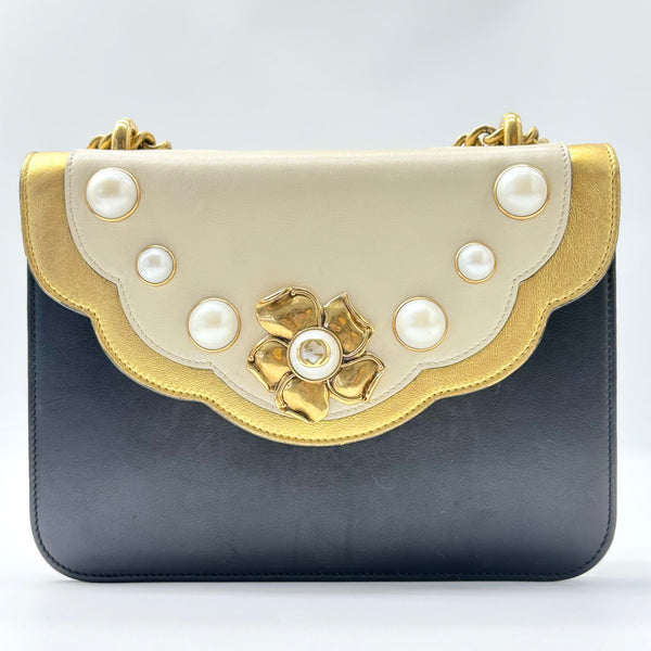 Pearly Peony Chain Shoulder Bag Leather Small