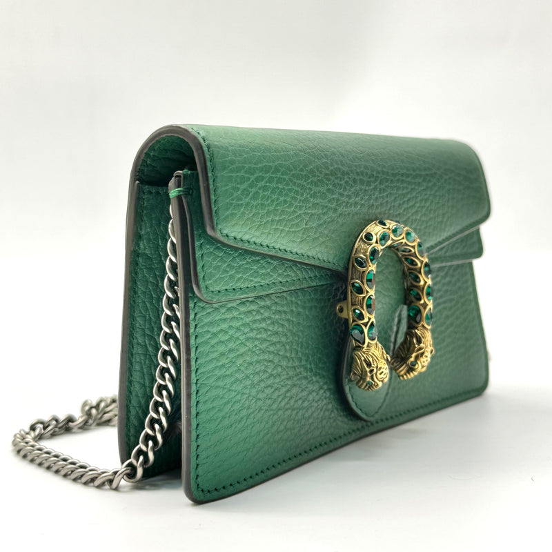 Gucci Calfskin Super Mini Dionysus Shoulder Bag Emerald