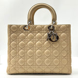 CHRISTIAN DIOR  Lambskin Cannage Large Lady Dior Beige