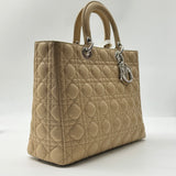 CHRISTIAN DIOR  Lambskin Cannage Large Lady Dior Beige